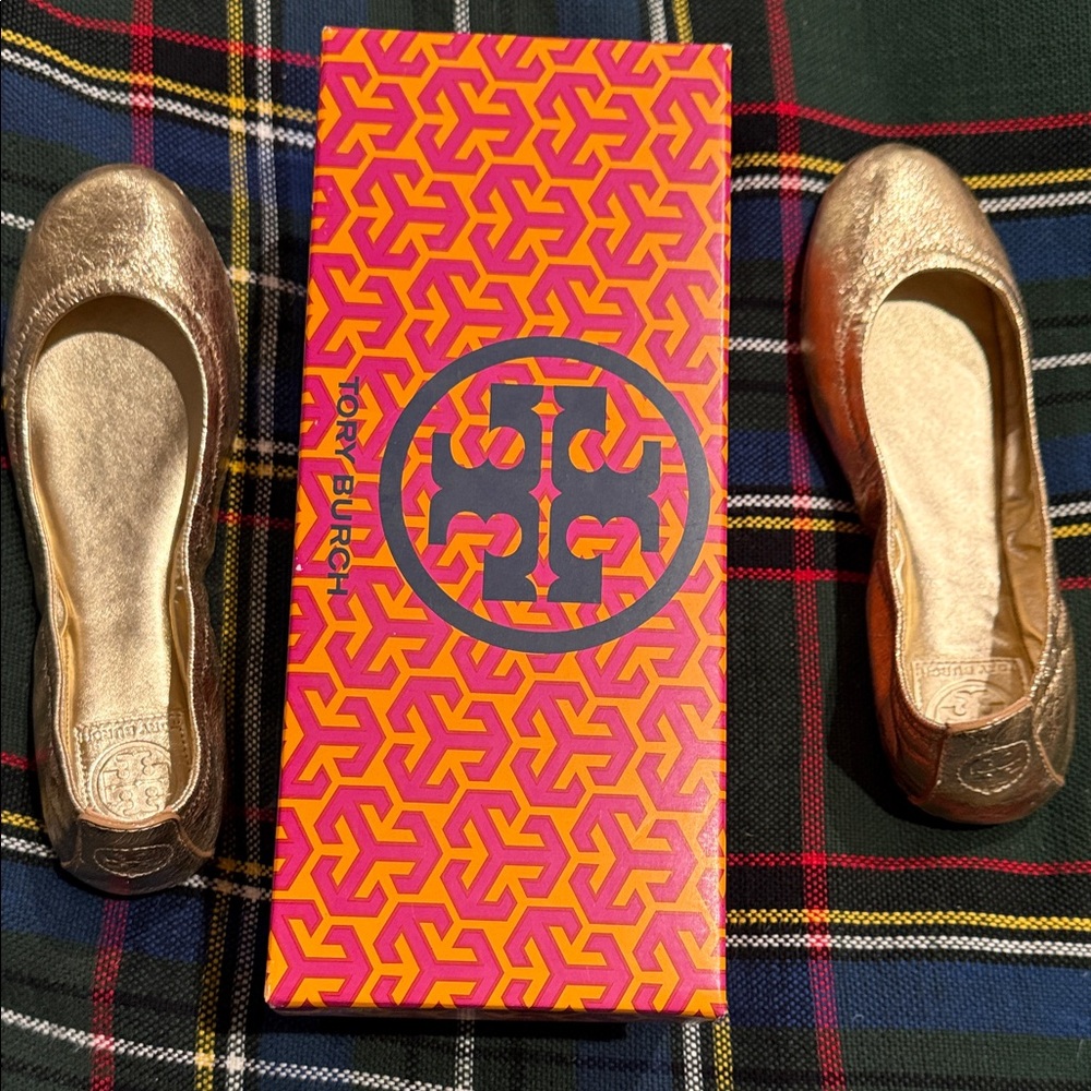 Tory Burch Metallic Gold Ballet Flats - Brand New, never worn